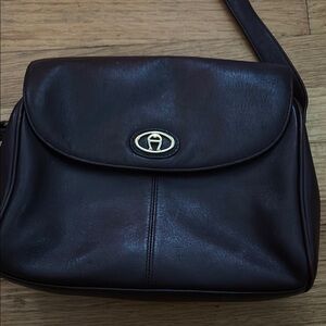 Vintage Dark Brown Leather Crossbody Bag